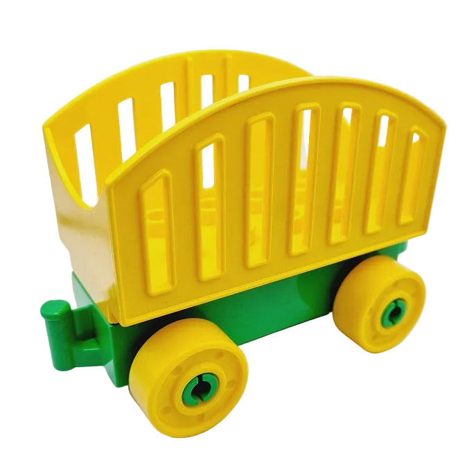 lego duplo eisenbahn zug waggon eisenbahnwaggon einzeln bausteinjäger heuwagen tiertransport zirkus grün gelb