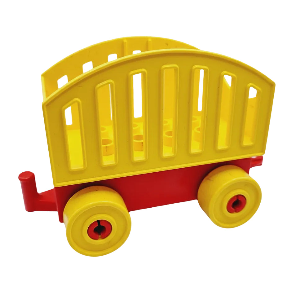 lego duplo eisenbahn zug waggon eisenbahnwaggon einzeln bausteinjäger güterwagen rot gelb