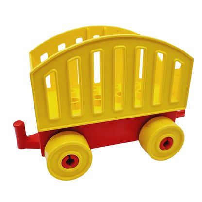 lego duplo eisenbahn zug waggon eisenbahnwaggon einzeln bausteinjäger güterwagen rot gelb