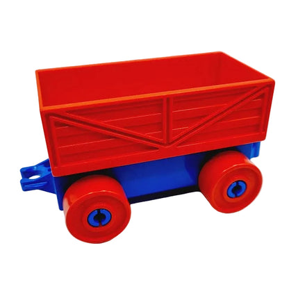 lego duplo eisenbahn zug waggon eisenbahnwaggon einzeln bausteinjäger blau rot güterwagen