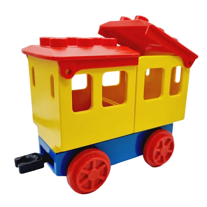 lego duplo eisenbahn zug waggon eisenbahnwaggon einzeln bausteinjäger personenwagen personenwaggon blau gelb