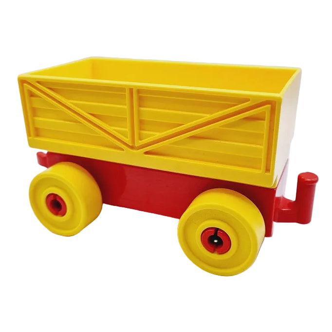 lego duplo eisenbahn zug waggon eisenbahnwaggon einzeln bausteinjäger güterwagen rot gelb