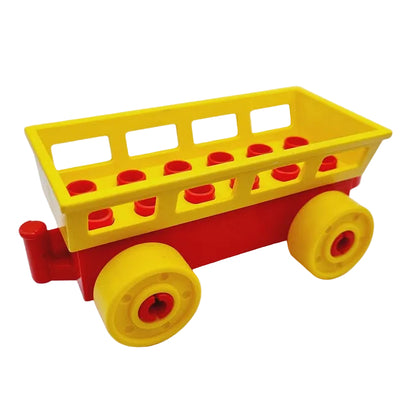 lego duplo eisenbahn zug waggon eisenbahnwaggon einzeln bausteinjäger heuwagen rot gelb güterwagen