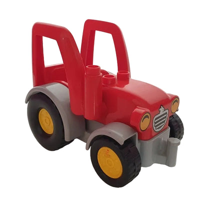 lego duplo traktor trecker trekker einzelnm einzeln fahrzeuge bausteinjäger 2014 rot kühler hase felgen gelb 2-teilig grau